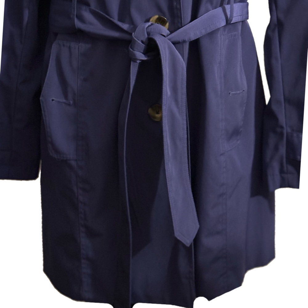 London Fog Deep Blue Trench Coat with Belt - Picture 4 of 8